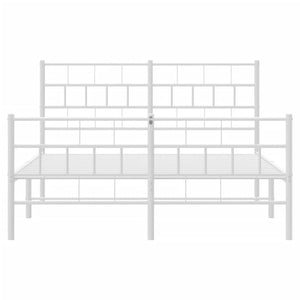 Sängram med huvudgavel och fotgavel vit metall 140x190 cm