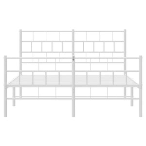 Sängram med huvudgavel och fotgavel vit metall 150x200 cm