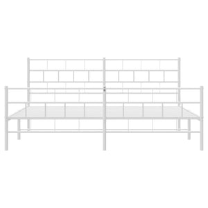 Sängram med huvudgavel och fotgavel vit metall 193x203 cm