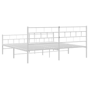 Sängram med huvudgavel och fotgavel vit metall 193x203 cm