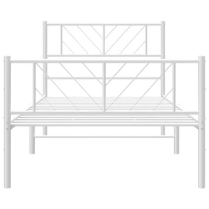 Sängram med huvudgavel och fotgavel vit metall 107x203 cm