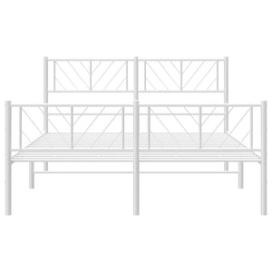 Sängram med huvudgavel och fotgavel vit metall 150x200 cm