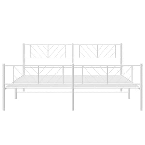Sängram med huvudgavel och fotgavel vit metall 180x200 cm