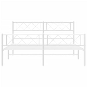 Sängram med huvudgavel och fotgavel vit metall 120x200 cm