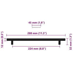 Skåphandtag 5 st svart 224 mm rostfritt stål