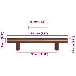 Skåphandtag 10 st brons 96 mm rostfritt stål