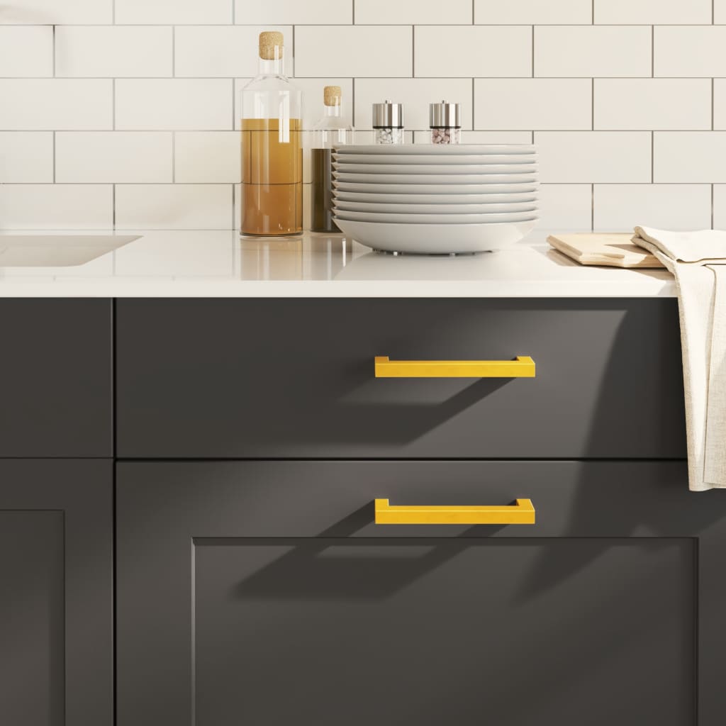 Skåphandtag 10 st guld 128 mm rostfritt stål