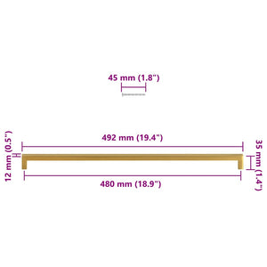 Skåphandtag 5 st guld 480 mm rostfritt stål