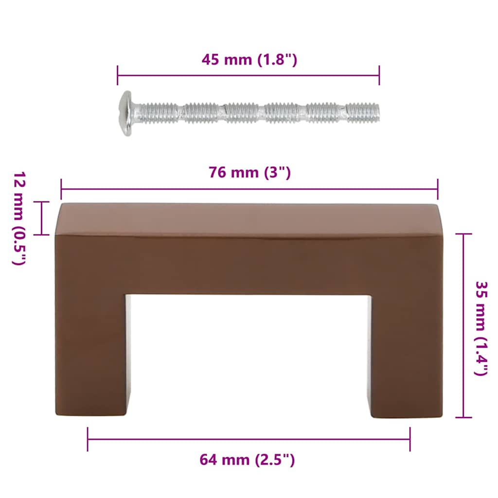 Skåphandtag 10 st brons 64 mm rostfritt stål