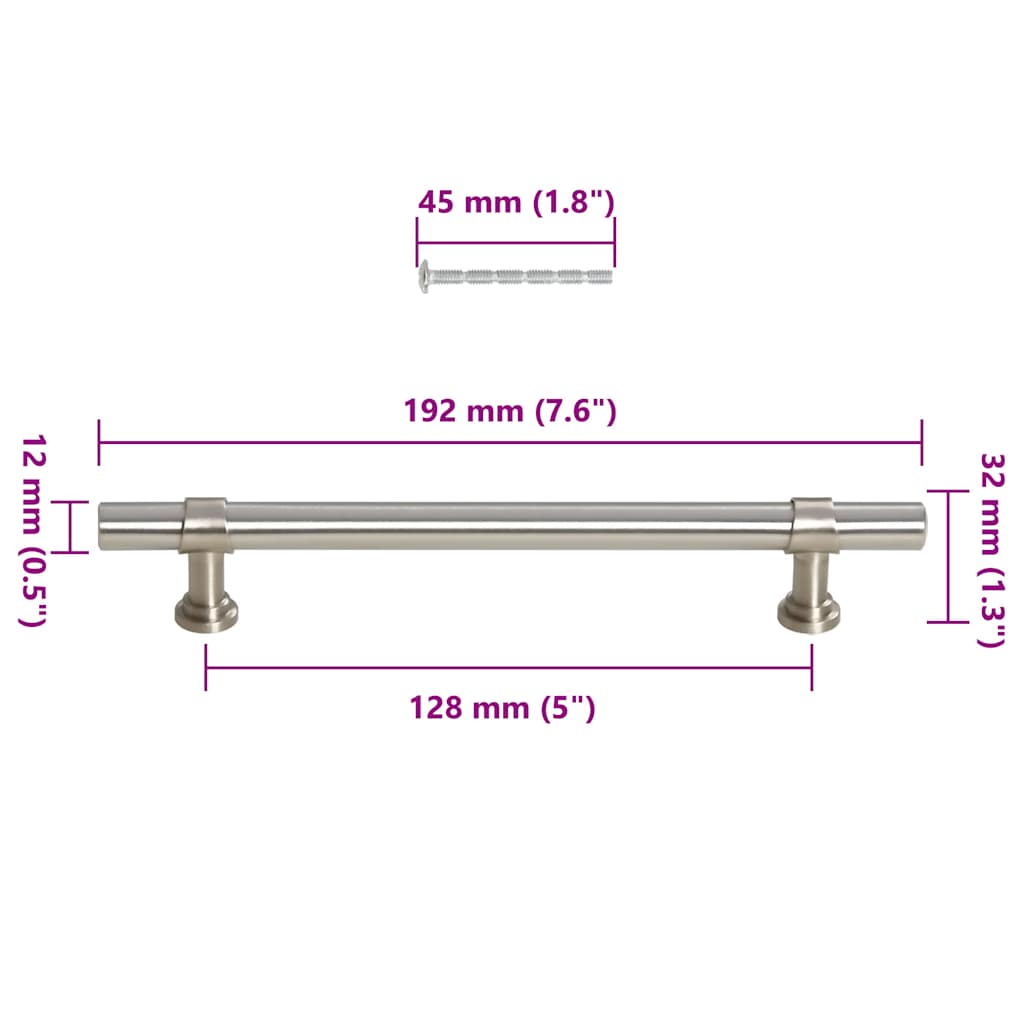 Skåphandtag 10 st silver 128 mm rostfritt stål