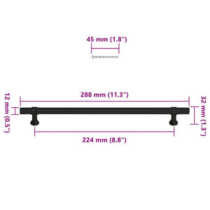 Skåphandtag 5 st svart 224 mm rostfritt stål