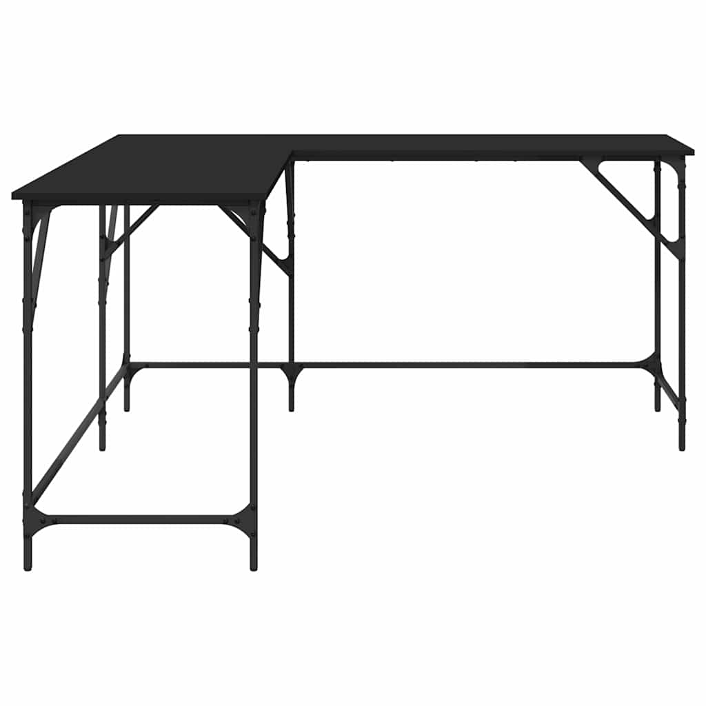 Skrivbord svart 149x149x75 cm konstruerat trä