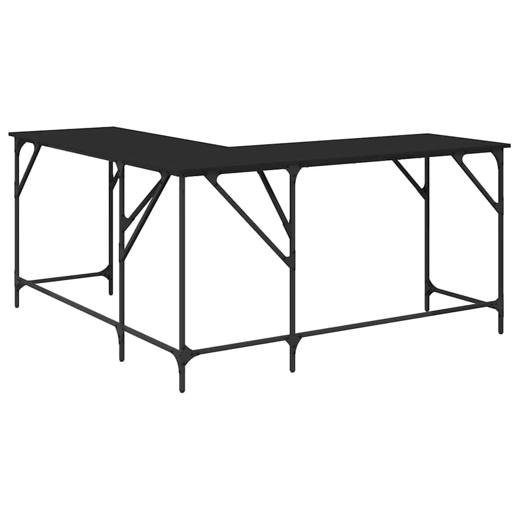 Skrivbord svart 149x149x75 cm konstruerat trä