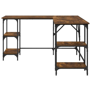 Skrivbord rökfärgad ek 139x139x75 cm konstruerat trä