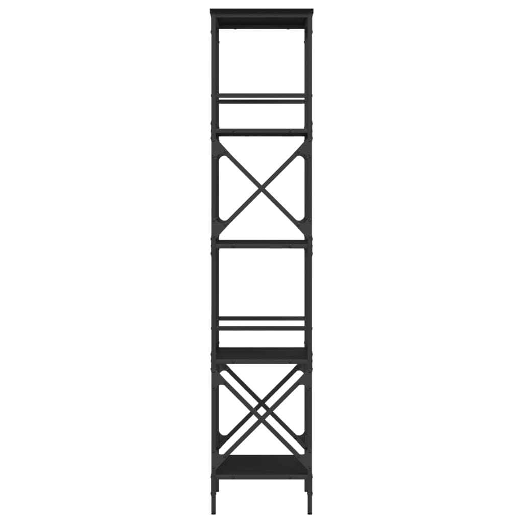 Bokhylla med 5 hyllplan svart 59x35x171 cm konstruerat trä