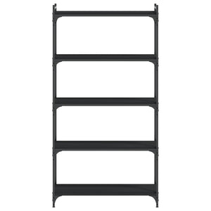 Bokhylla 5 hyllplan svart 80x30x154 cm konstruerat trä