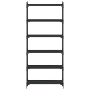 Bokhylla 6 hyllplan svart 80x30x188 cm konstruerat trä
