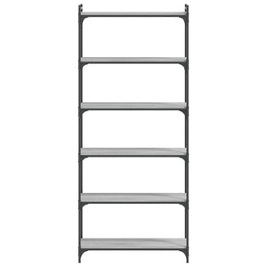 Bokhylla 6 hyllplan grå sonoma 80x30x188 cm konstruerat trä