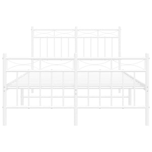 Sängram med huvudgavel och fotgavel vit metall 120x200 cm