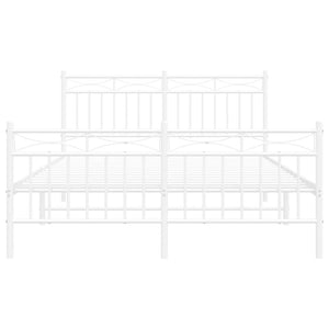 Sängram med huvudgavel och fotgavel vit metall 135x190 cm