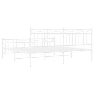 Sängram med huvudgavel och fotgavel vit metall 183x213 cm