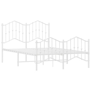 Sängram med huvudgavel och fotgavel vit metall 120x190 cm