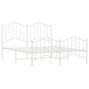 Sängram med huvudgavel och fotgavel vit metall 135x190 cm