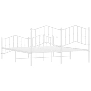 Sängram med huvudgavel och fotgavel vit metall 183x213 cm