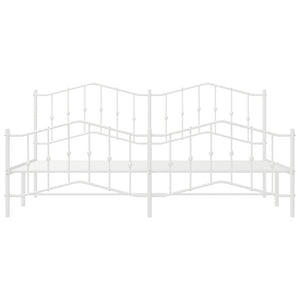 Sängram med huvudgavel och fotgavel vit metall 193x203 cm