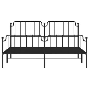 Sängram med huvudgavel och fotgavel svart metall 183x213 cm