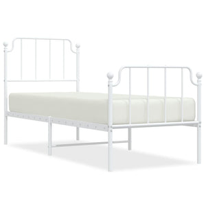 Sängram med huvudgavel och fotgavel vit metall 75x190 cm