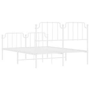 Sängram med huvudgavel och fotgavel vit metall 135x190 cm