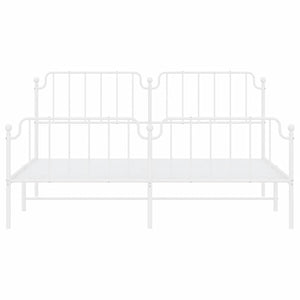 Sängram med huvudgavel och fotgavel vit metall 183x213 cm