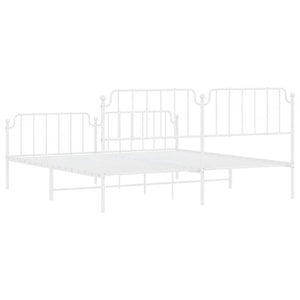 Sängram med huvudgavel och fotgavel vit metall 193x203 cm