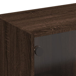 Tv-bänk med glasdörrar brun ek 102x37x42 cm