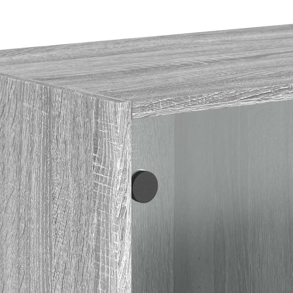 Sidoskåp med glasdörrar grå sonoma 68,5x37x35 cm