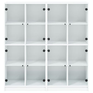 Bokhylla med dörrar vit 136x37x142 cm konstruerat trä