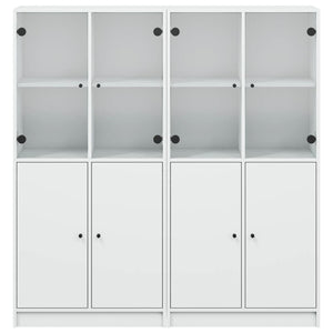 Bokhylla med dörrar vit 136x37x142 cm konstruerat trä