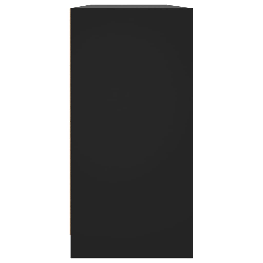 Bokhylla med dörrar svart 204x37x75 cm konstruerat trä