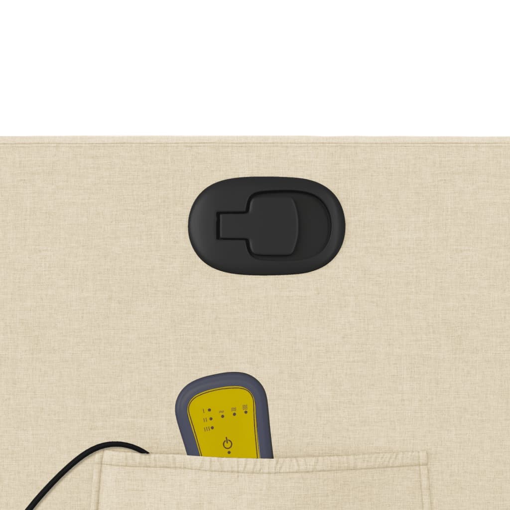 Massagefåtölj med uppresningshjälp gräddvit tyg