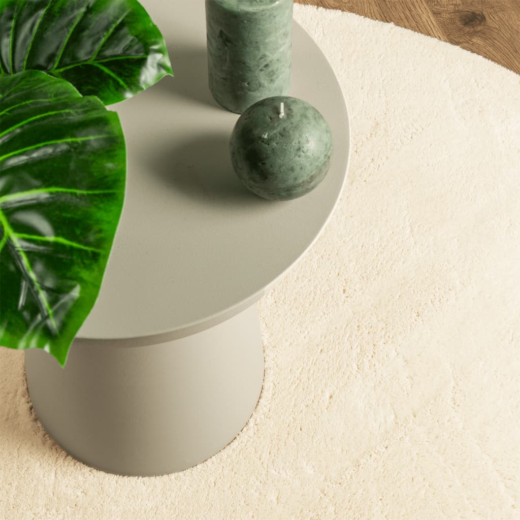 Mjuk matta HUARTE med kort lugg tvättbar gräddvit Ø 200 cm