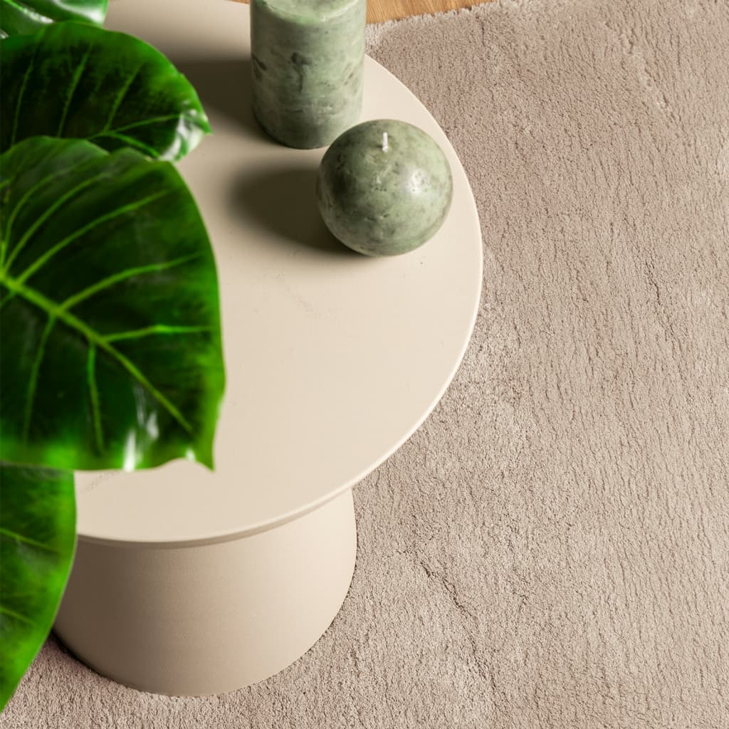 Mjuk matta HUARTE med kort lugg tvättbar sandbeige 120x120 cm