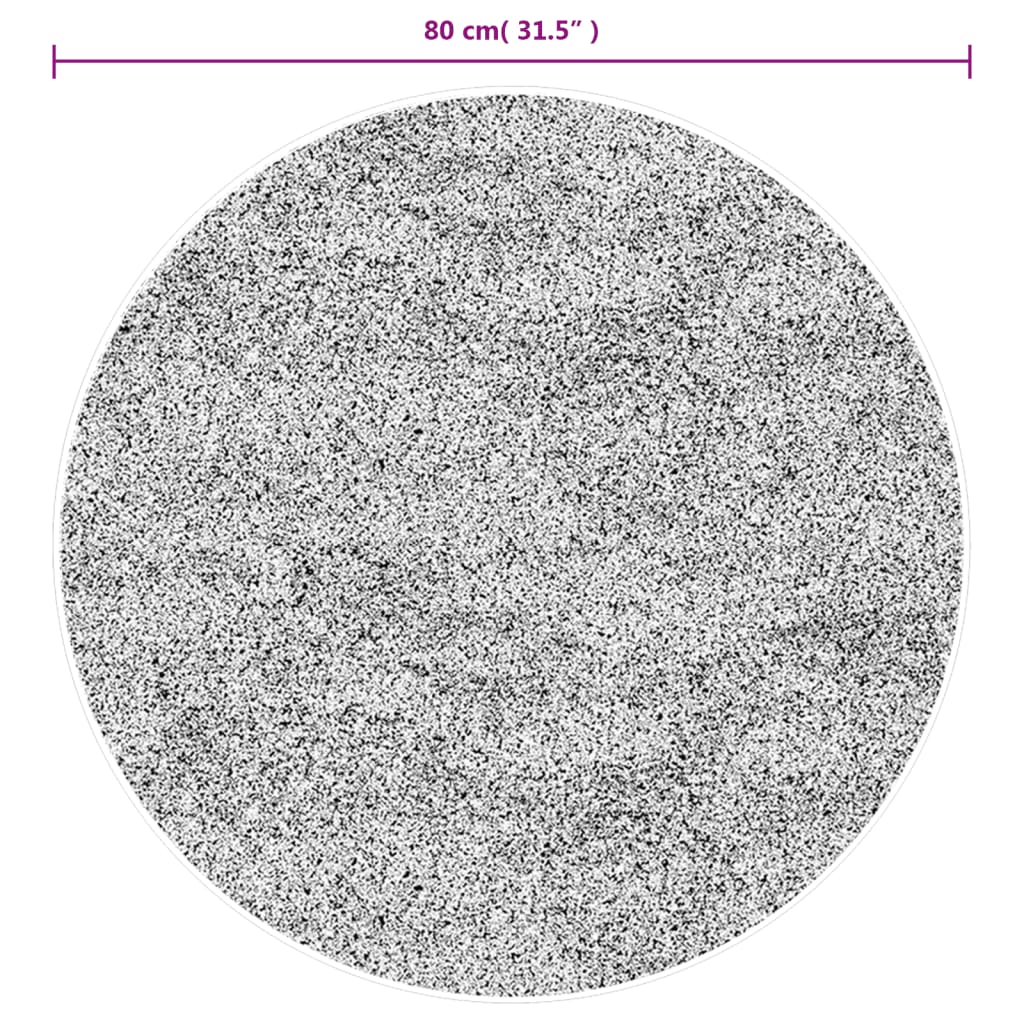 Ryamatta PAMPLONA lång lugg modern beige & antracit Ø 80 cm