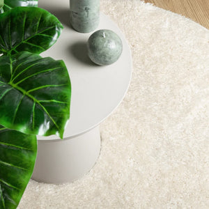 Matta ISTAN långluggad glansig gräddvit Ø 160 cm