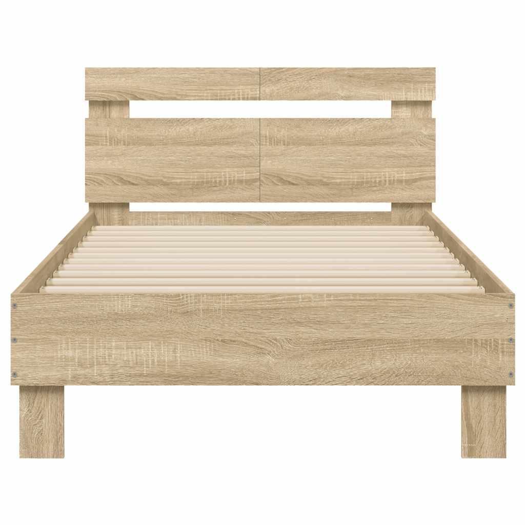 Sängram utan madrass med huvudgavel sonoma-ek 100x200 cm