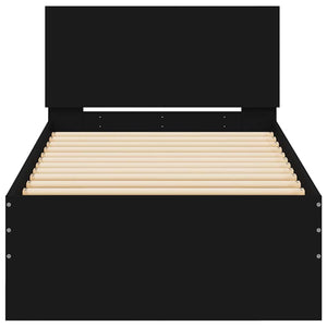 Sängram med huvudgavel svart 75x190 cm konstruerad trä