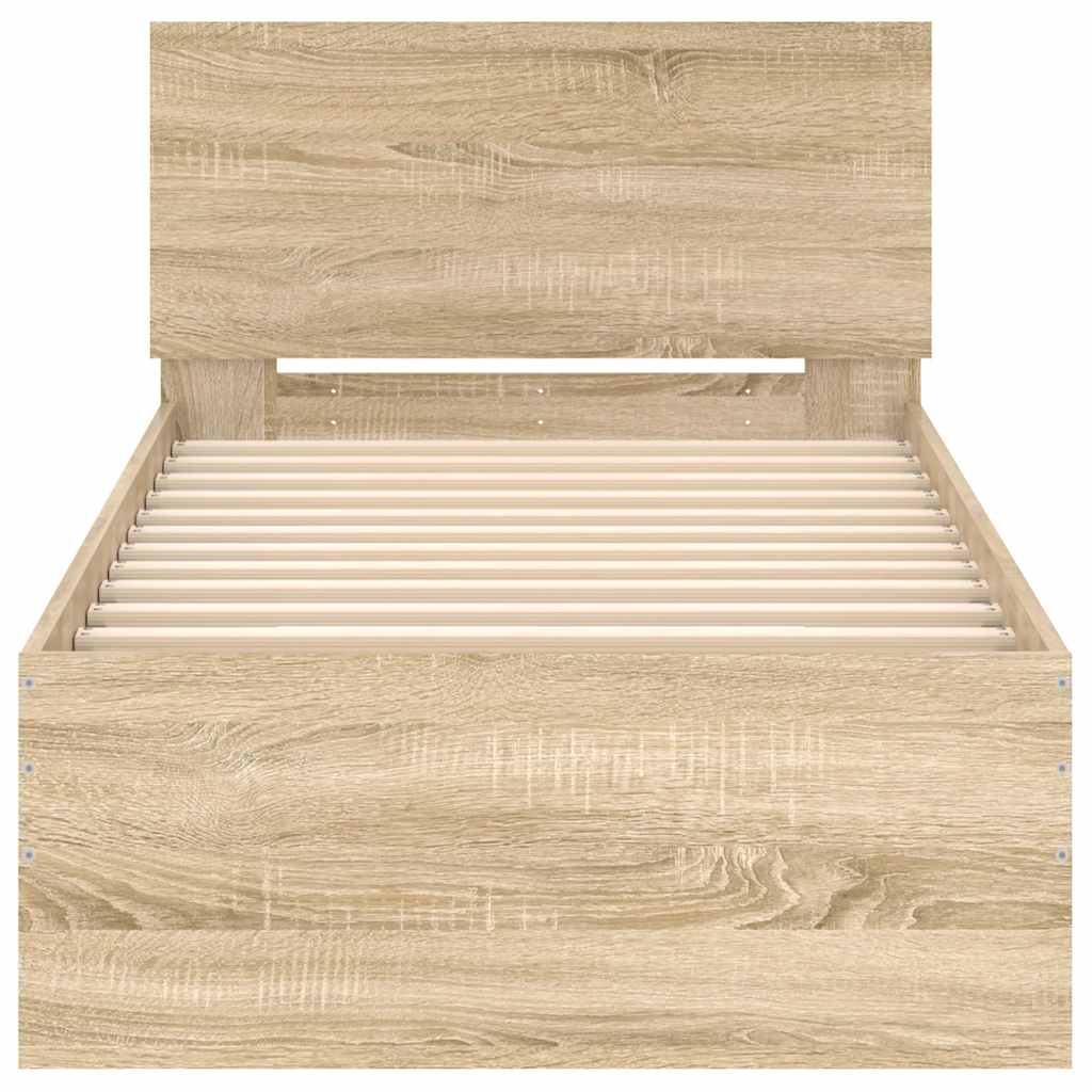 Sängram utan madrass med huvudgavel sonoma-ek 75x190 cm