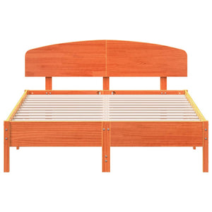 Sängram utan madrass vaxbrun 140x200 cm massiv furu