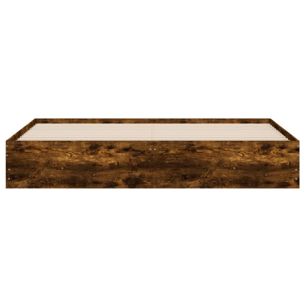 Sängram med lådor rökfärgad ek 180x200 cm konstruerad trä