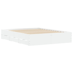Sängram med lådor vit 140x200 cm konstruerad trä